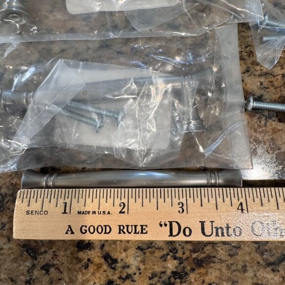 Brainerd Satin Nickel Drawer Pull & Knob Set of 6 Kitchen Hardware varied sizes - Picture 10 of 12